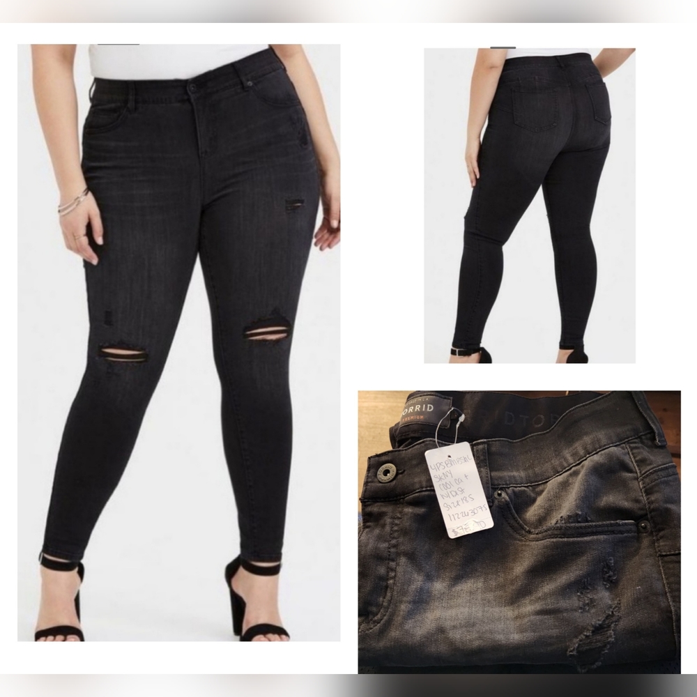 Torrid Bombshell Skinny in Distressed Black Denim Jean